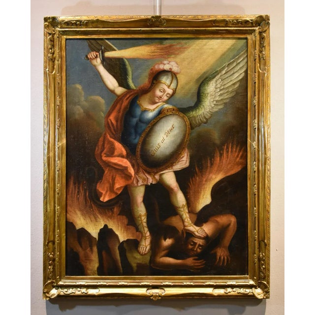 Juan Pedro López, Saint Michael the Archangel, 1760, Oil on Canvas, Framed For Sale - Image 17 of 17