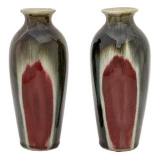 Studio Art Pottery Bottle Vases, Pair For Sale