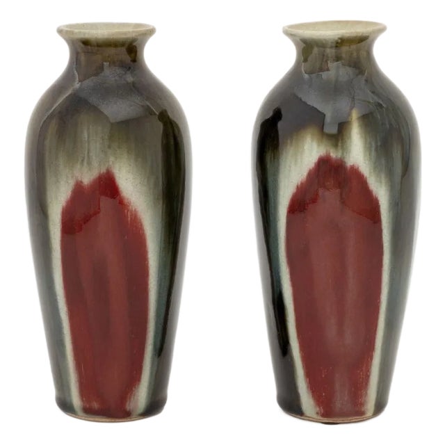 Studio Art Pottery Bottle Vases, Pair For Sale