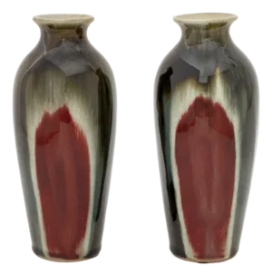 Studio Art Pottery Bottle Vases, Pair