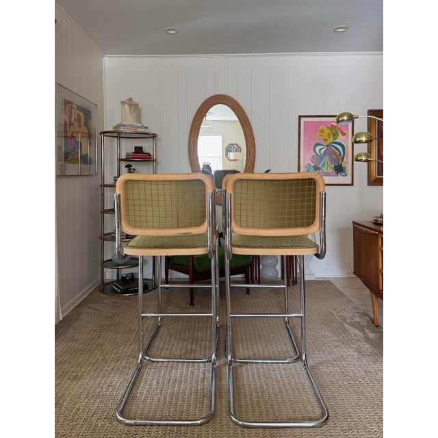Wood A Classic Set of 4 Cesca Style Barstools in the Style of Marcel Breuer, Circa 1970s–80s. For Sale - Image 7 of 12