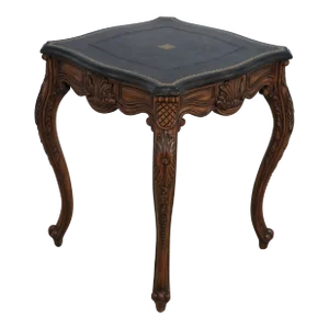 Maitland Smith Leather Top Carved French Lamp Table
