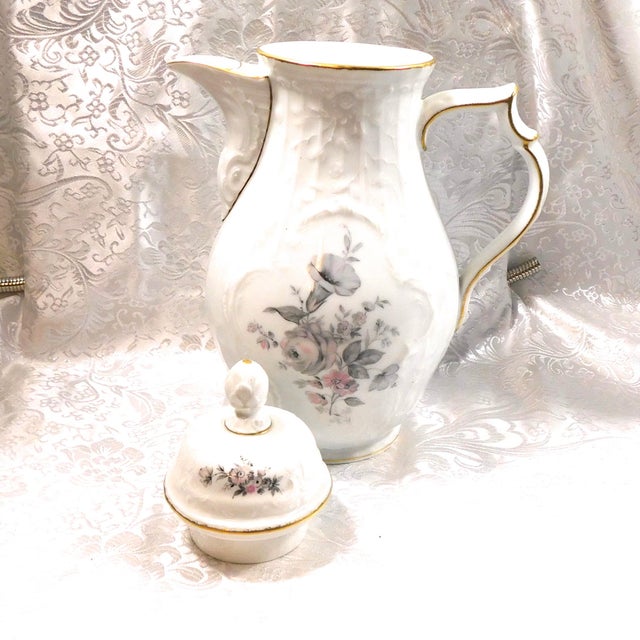 1970s 1970s Rosenthal Coffee Pot in Grey Rose For Sale - Image 5 of 13