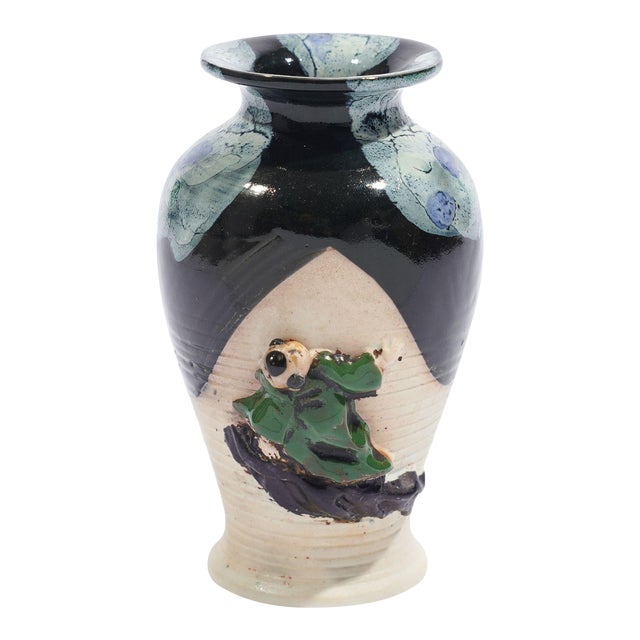 Japanese Sumida Gawa Vase With a Climbing Figure, C. 1890 For Sale