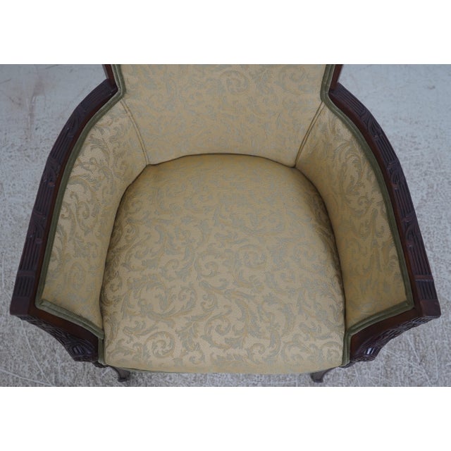 Green Pair Vintage French Louis XVI Style Fireside Chairs For Sale - Image 8 of 12