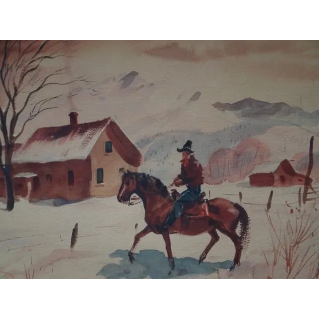 Paint Charles Payzant Double-Sided Western Watercolor For Sale - Image 7 of 8