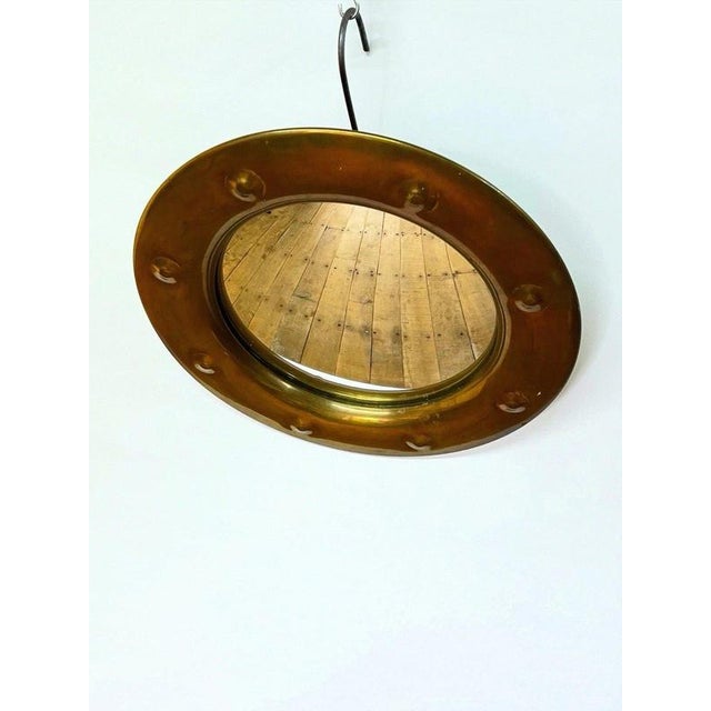 Mid-Century English Brass Convex Maritime Porthole Mirror, 1950s For Sale - Image 3 of 6