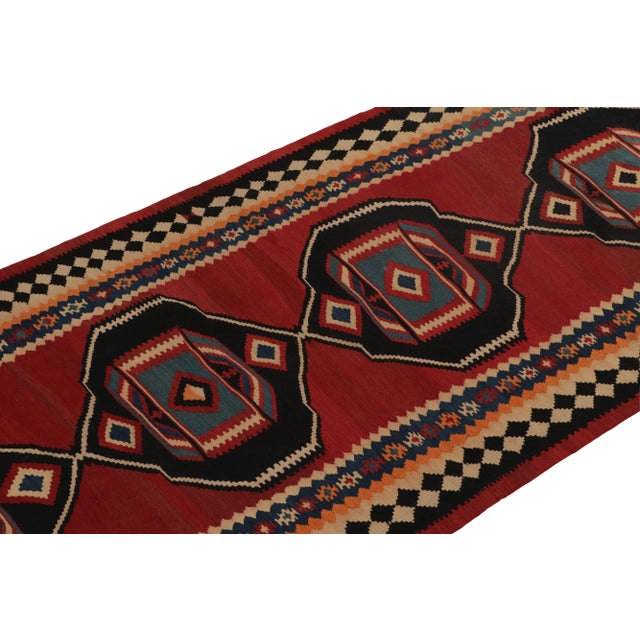 Rug & Kilim Vintage Kurdish Kilim Rug in Red With Black and Blue Tribal Medallion Patterns For Sale - Image 4 of 8
