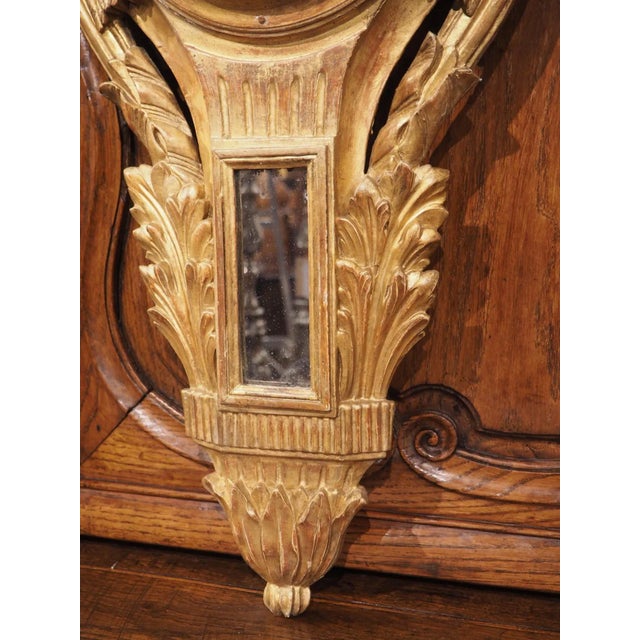 19th Century Louis XVI Style Giltwood Barometer and Cartel Set, Circa 1875 For Sale - Image 4 of 12
