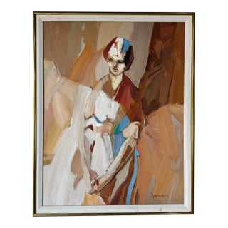 Irving Rosenzweig (New York- Florida 1915 - 1983) Abstract Impressionist Portrait of a Woman Oil on Canvas Painting For Sale