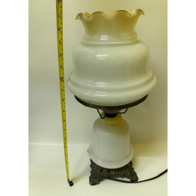 Vintage Victorian "Gone With the Wind" Floral Milk Glass Hurricane Parlor Lamp For Sale - Image 16 of 16