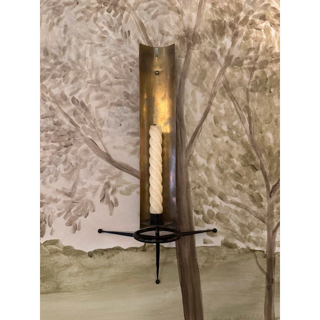 Mid-Century Modern Pair of Mid-Century Brass Candle Sconces For Sale - Image 3 of 4