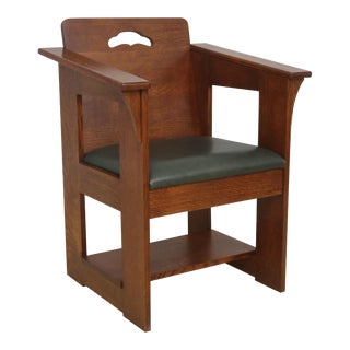 Stickley Mission Oak Limbert Design Chair W. Leather Seat For Sale