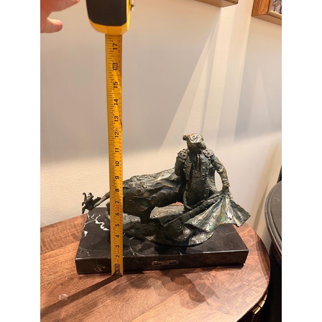 Late 20th Century Signed Humberto Peraza Bronze Bullfight Sculpture on Marble Base For Sale - Image 10 of 10