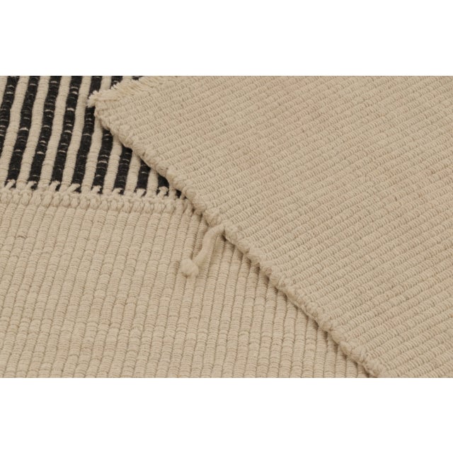 Beige Rug & Kilim’s Contemporary Kilim, Beige with Black Textural Stripes For Sale - Image 8 of 10
