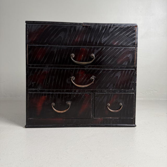 Japanese Lacquered Kodansu Storage Cabinet or Writing Box,, 1920s For Sale - Image 10 of 14