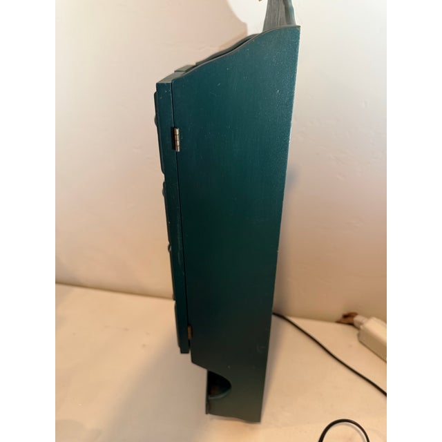 Mid 20th Century Vintage Primitive Wooden Spice Cabinet Cabby Wall-Mount Decor Dark Green For Sale - Image 5 of 12