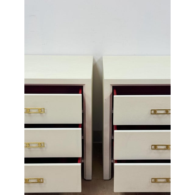 Red Early 20th Century Pair of Mitchell Gold + Bob Williams White Nightstands, Red Drawers For Sale - Image 8 of 14