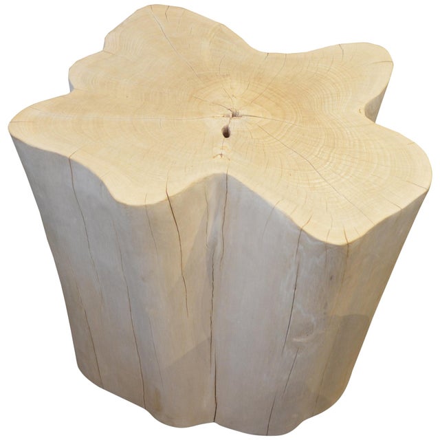 Reclaimed bleached teak wood amorphous side table. A slight graduation from the bottom to the top. The St. Barts...