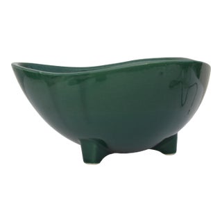 1950s Mid Century Modern Green Ceramic Ikebana Planter For Sale