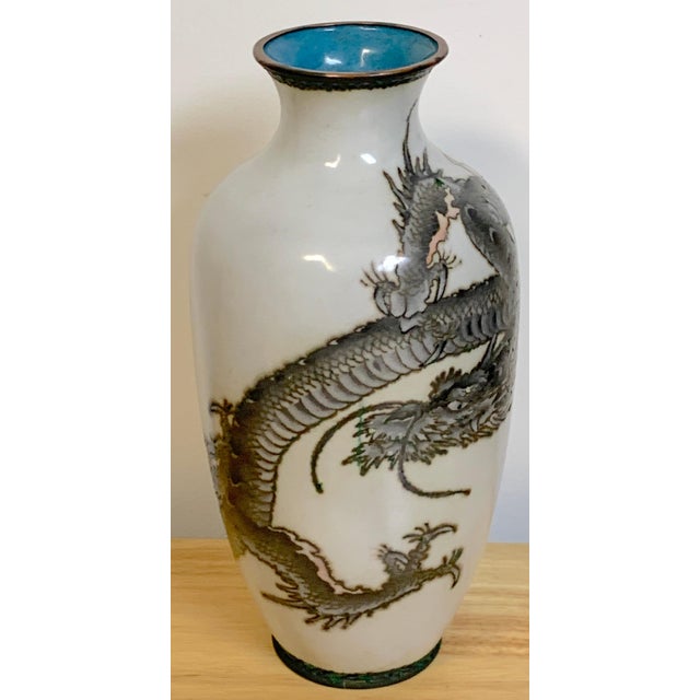 Exquisite Japanese Wireless Cloisonné Dragon Motif Vase, Meiji / Taisho Period For Sale - Image 9 of 12
