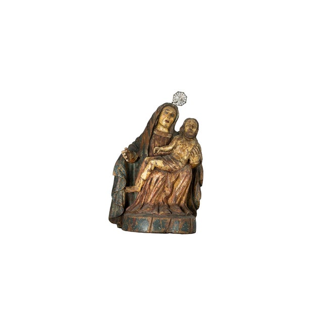 Brown Religious Baroque Style Virgin of Mercy Statue, 18th Century, Wood For Sale - Image 8 of 8