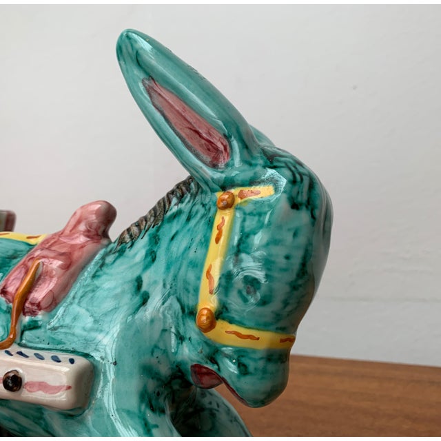 Vintage Italian Handpainted Donkey with Cart Bowl Sculpture from Deruta, Italy For Sale - Image 17 of 18