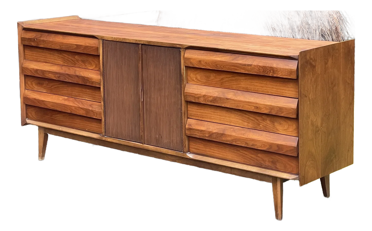 lane mid century modern dresser Mid-Century Modern Rhythm Walnut & Cane Highboy Dresser by Lane, c.1   Vintage Supply