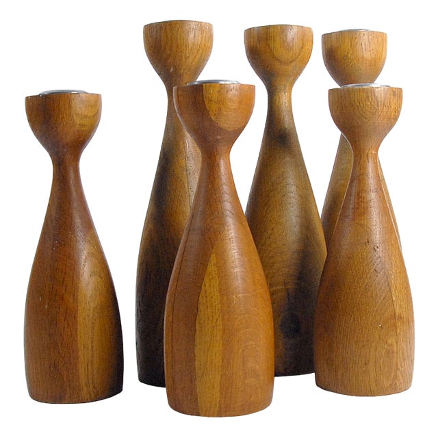 Danish Teak Candleholders from BoConcept, 1980s, Set of 6 For Sale