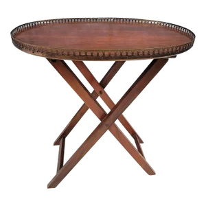 Mid-Century George III Style Mahogany Folding Tray Table W/ Gallery, Circa 1950s