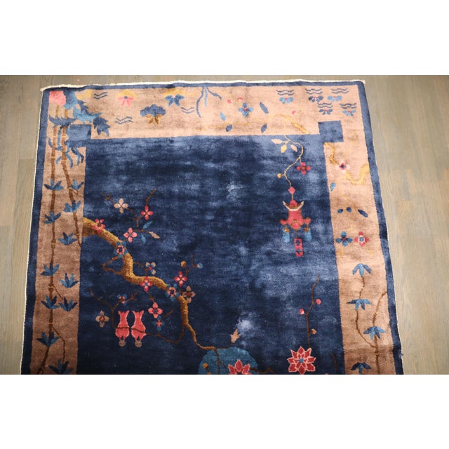 Art Deco Blue Antique Chinese Art Deco Rug For Sale - Image 3 of 6