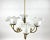 Vintage Gilt Brass & Frosted Glass Chandelier, France, 1970s For Sale - Image 4 of 10