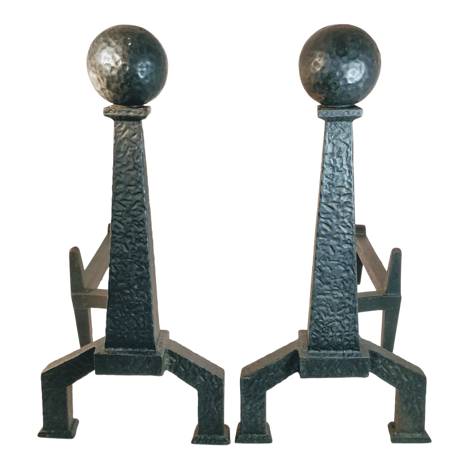 Vintage Bradley Hubbard Arts Crafts Cast Iron Fireplace Hammered Ball