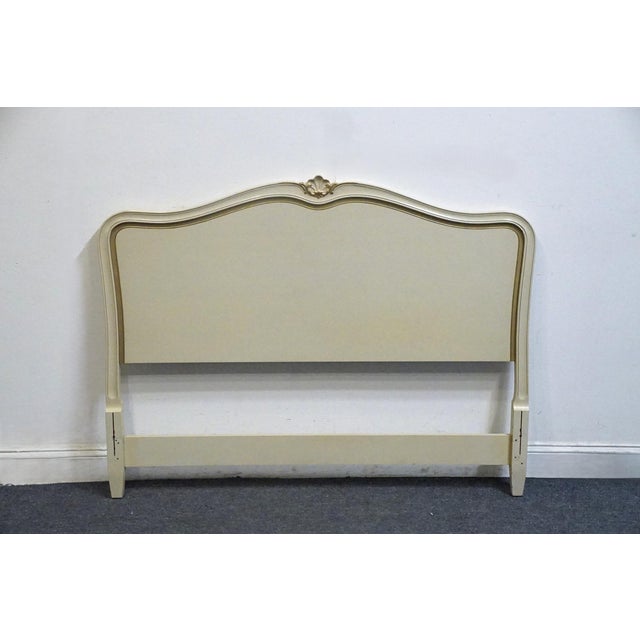 French Provincial Drexel Furniture Touraine Collection Custom Cream Painted Country French Provincial Full Size Headboard 200-520-1 For Sale - Image 3 of 6