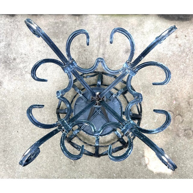 Vintage Black Wrought-Iron Scrollwork Pedestal Plant Stand For Sale In Louisville - Image 6 of 7