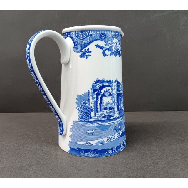 1990s Vintage MCM Spode Blue Italian Pitcher For Sale - Image 5 of 6