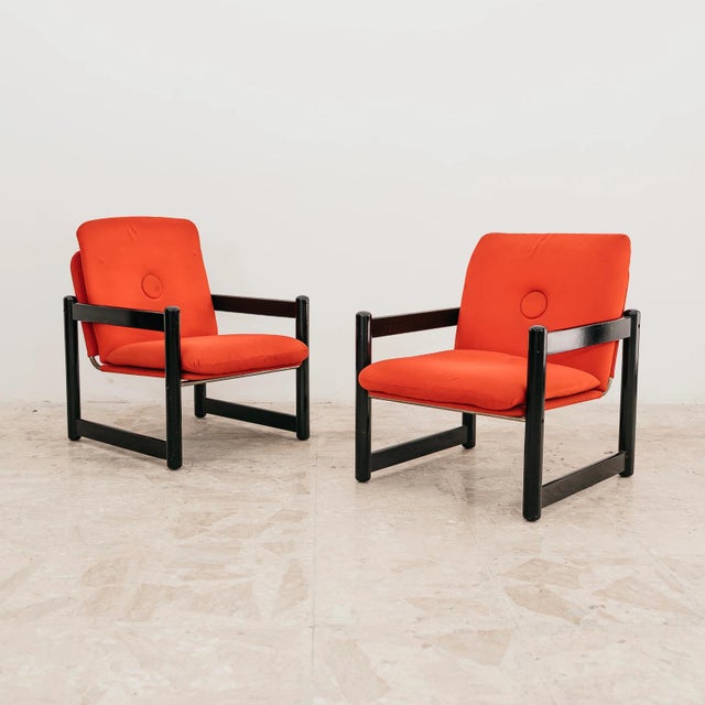 A stunning and iconic pair of vintage "Pierrot" armchairs, produced by the renowned Schirolli manufacturer in the 1980s....