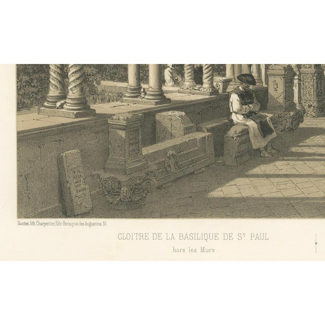 Cream Cloister of San Paolo Fuori Le Mura, 1869, Paper For Sale - Image 8 of 10