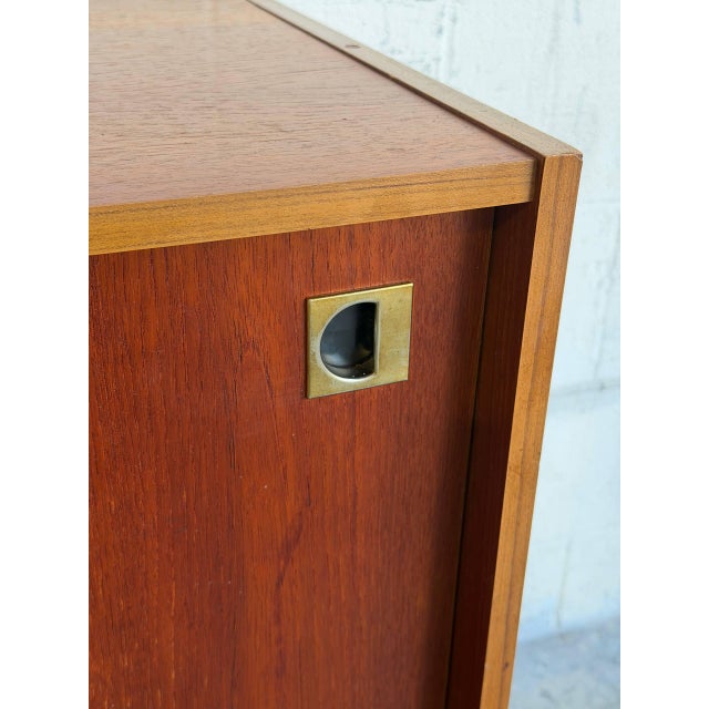 Small Teak Sliding-Door Sideboard Credenza Danish Mid-Century Modern 1960s For Sale - Image 4 of 10