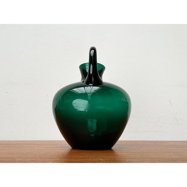 Art Deco German Green Glass Jug by Prof. Bruno Mauder for Zwiesel Theresienthal, 1930s For Sale - Image 3 of 15