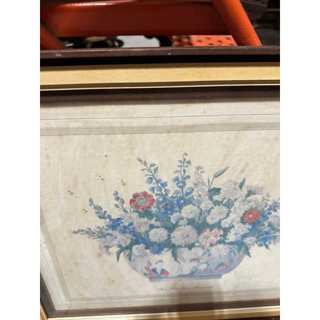 Wood Wooden Vintage Framed Print of Flowers For Sale - Image 7 of 7