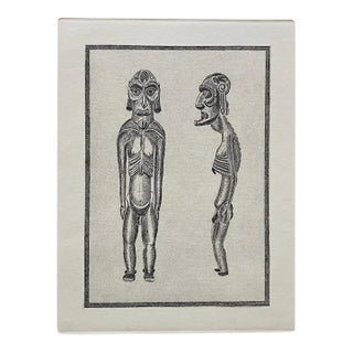Late 20th Century Easter Island "Moai Kavakava" Etching by Rapa Nui Artist Ricardo Candiani For Sale