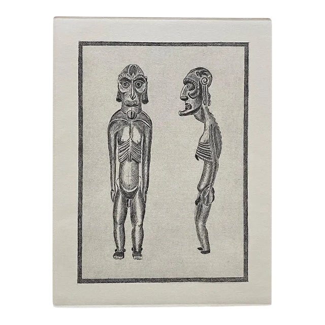 Late 20th Century Easter Island "Moai Kavakava" Etching by Rapa Nui Artist Ricardo Candiani For Sale