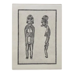 Late 20th Century Easter Island "Moai Kavakava" Etching by Rapa Nui Artist Ricardo Candiani