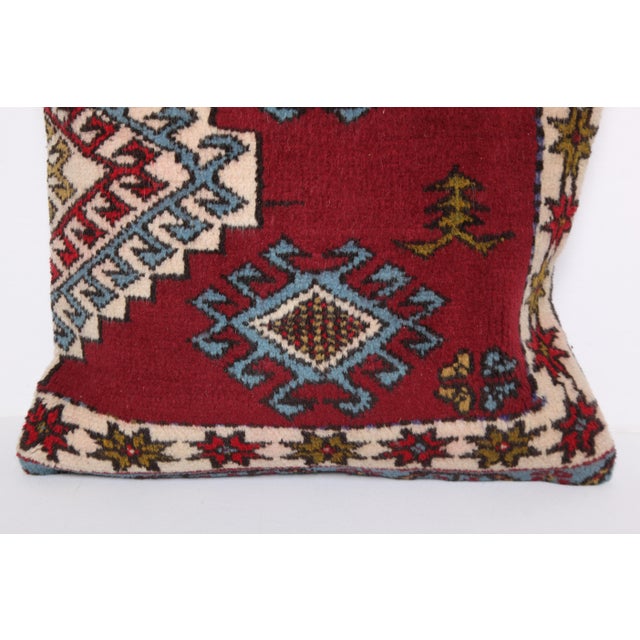 Late 20th Century Handwoven Vintage Turkish Throw Rug Pillow Cushion Cover -22'' X 22'' For Sale - Image 5 of 10