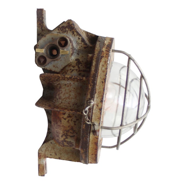Industrial Cast Iron and Glass Wall Lamps from Grimmeisen, France For Sale