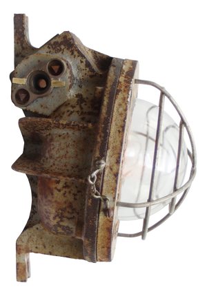 Industrial Cast Iron and Glass Wall Lamps from Grimmeisen, France