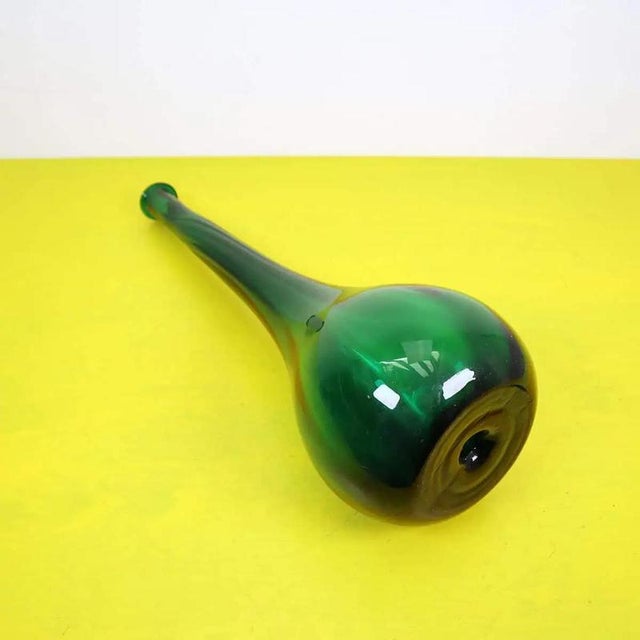 Green Large Vintage Green Glass Vase For Sale - Image 8 of 9