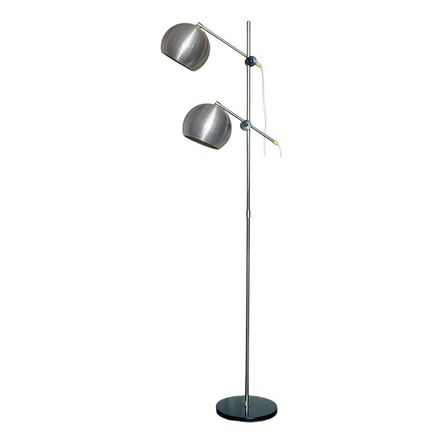 Floor Lamp with Two Shades in Metal, Denmark, 1970s For Sale