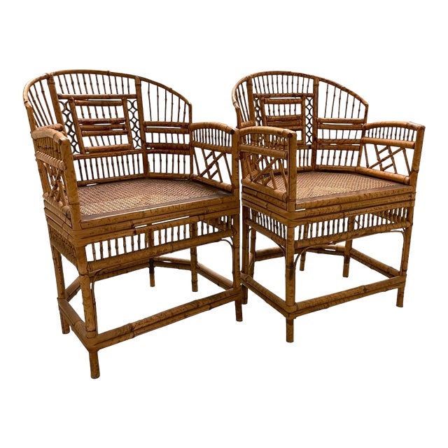 Pair Brighton Tortoise Rattan Bamboo Chairs Chairish